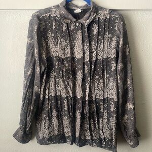 Vintage Carole Little Petites floral long sleeve button down blouse